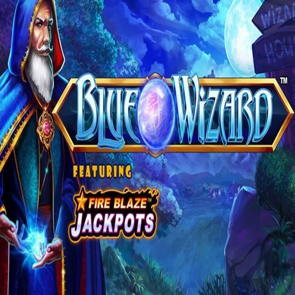 Blue Wizard Fire Blaze Jackpots slot visual from Rarestone Gaming available on casinolyra.bet